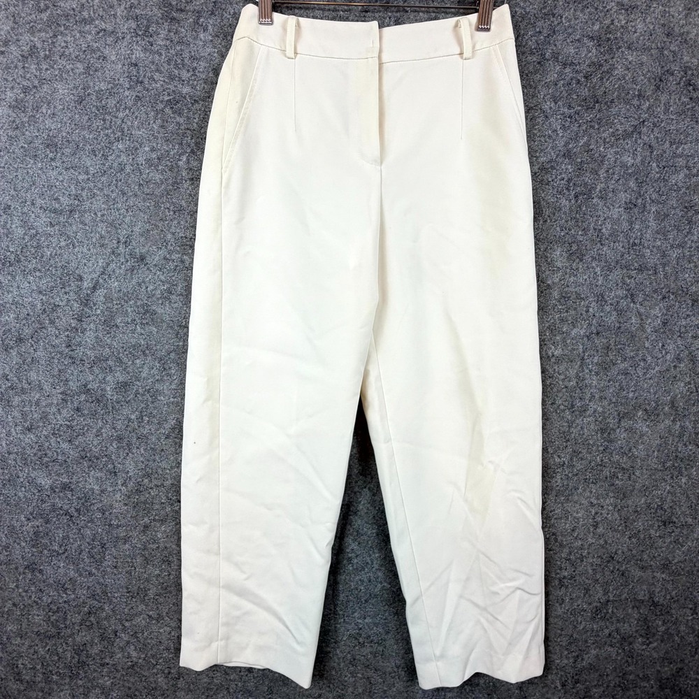 CC Collect Dress Pants Women Small‎ Cream Pleated Business Formal Straight Leg
